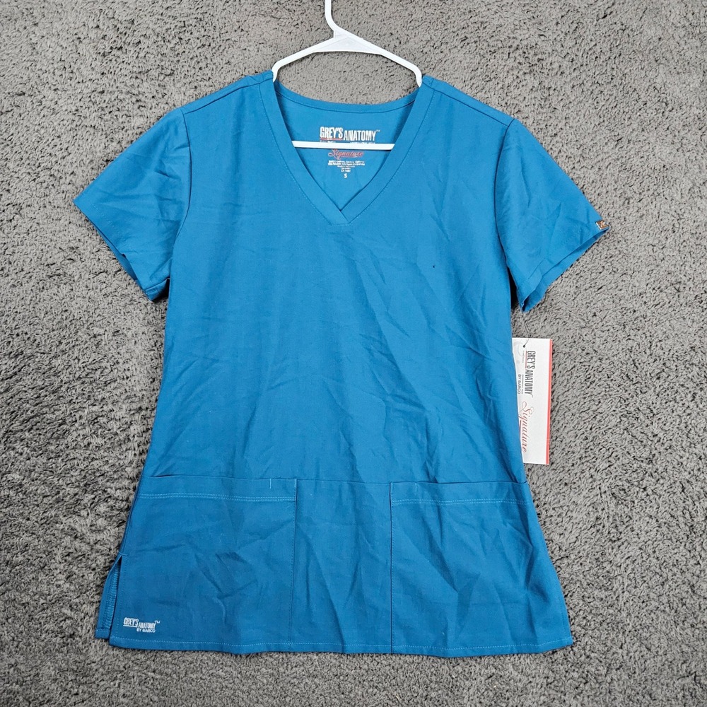Grey's Anatomy Signature‎ Scrub Top Petite Crossover V-Neck Bahama Size Small